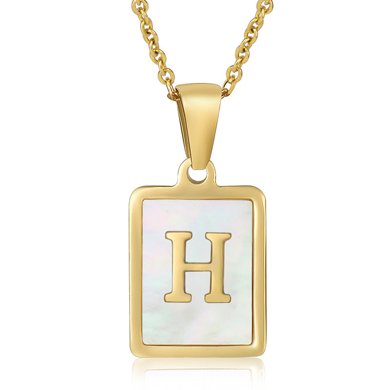 Wholesale Titanium Steel Shell Alphabet 18K Gold Necklace